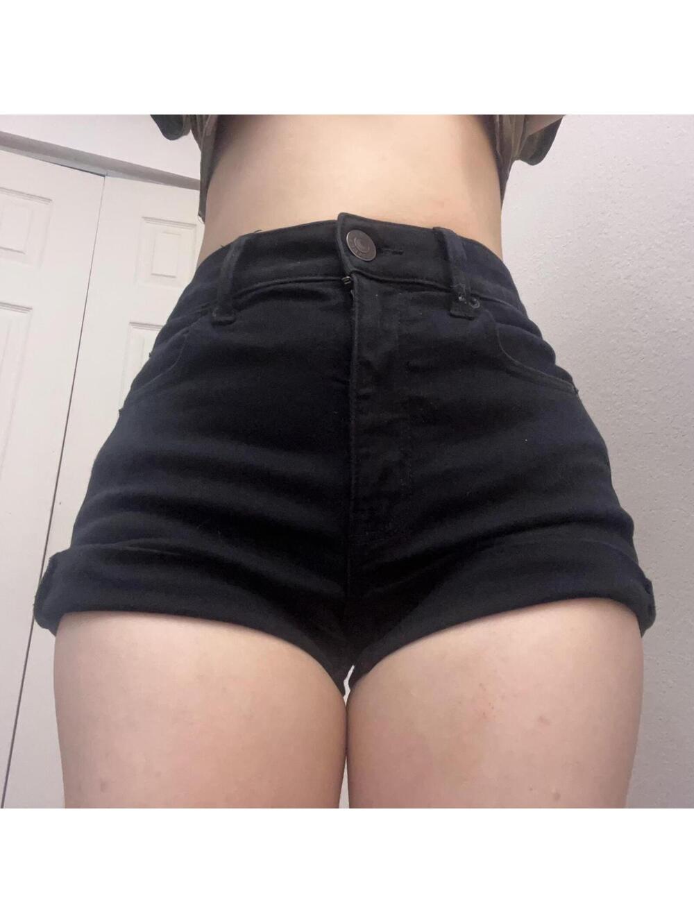 mini black denim shorts